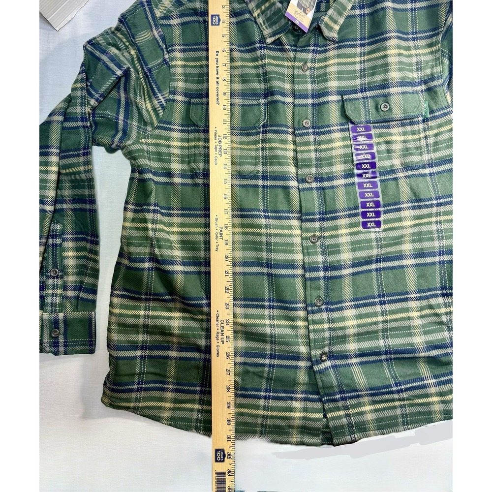 Woolrich Shirt Men XXL Green Plaid Brawny Flannel Long Sleeves Thick Shacket NWT - Picture 4 of 9